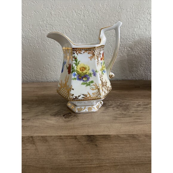 Royal Danube Small Pitcher  Multi Color Floral With Gold Trim Stamped 20oz - Picture 1 of 9